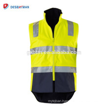 Waterproof Breathable High Quality Winter Warm Hi Vis Reflective Workwear Reversible Vest With 3M Tape